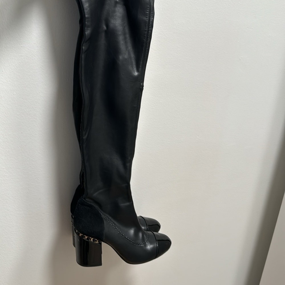 High boots with a small square heel size 9
